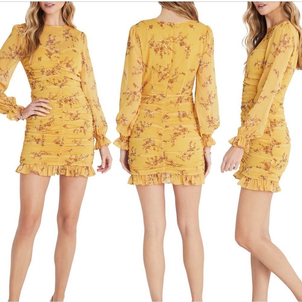 Nwt! VICI Collection Ruched Floral Long Sleeve Mini Dress XL